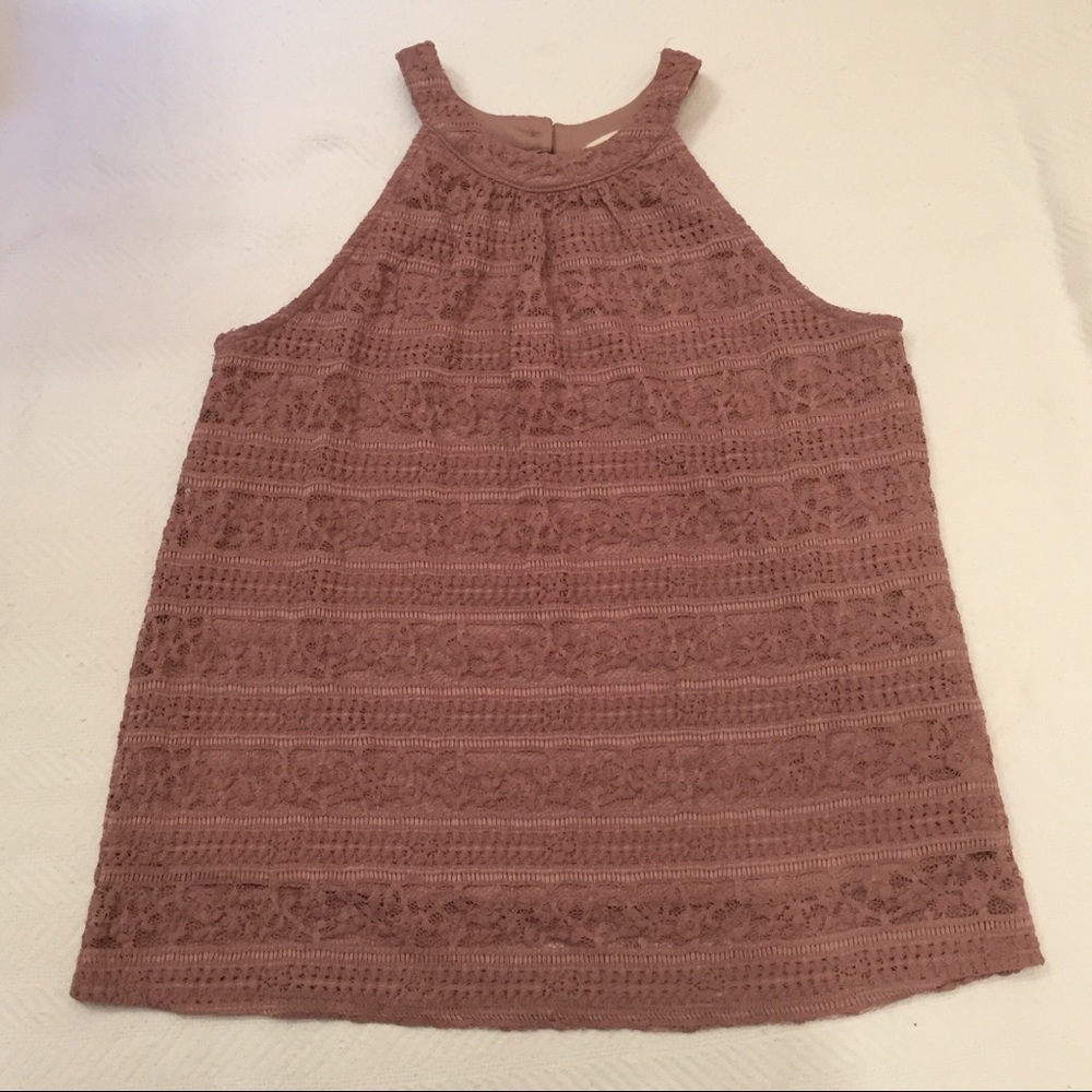 Dusty Rose Lace Tank Top
